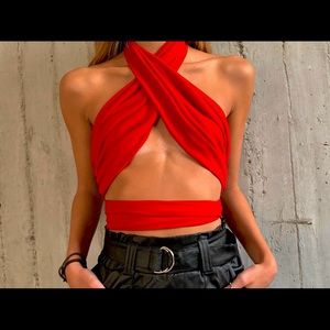 Tied Red Crop Top